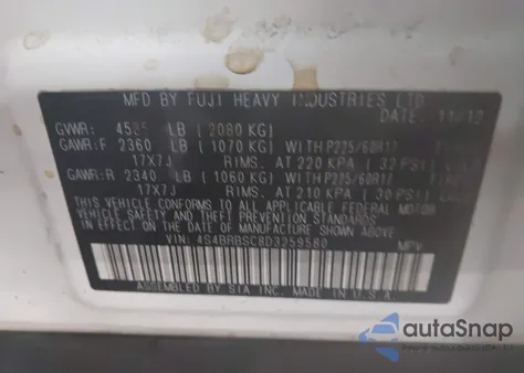 2013 Subaru Outback 2.5I Limited z USA, uszkodzony, nr VIN 4S4BRBSC8D3259580